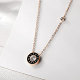 ROMAN NUMERALS CZ DISC NECKLACE